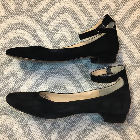 Vince Camuto Shoes | Vince Camuto Black Suede Attena Ankle Strap Flats | Poshmark